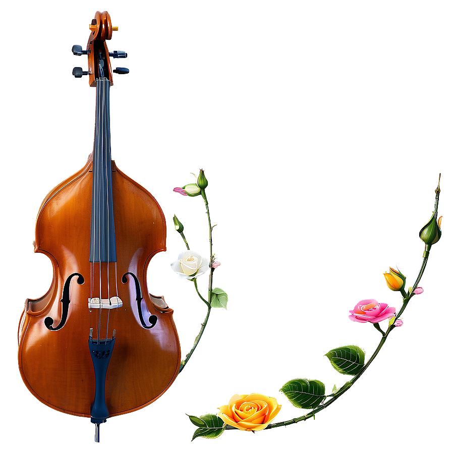 Double Bass With Roses Png Rvt91 PNG