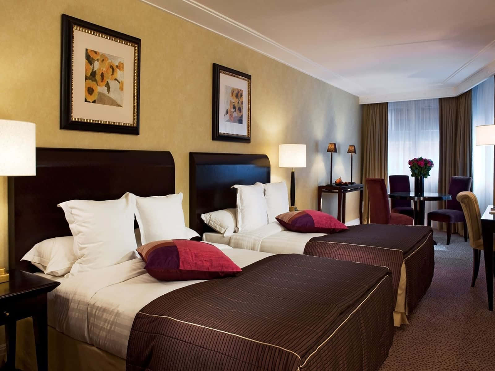 Double Beds Hotel Room Warwick Paris Wallpaper