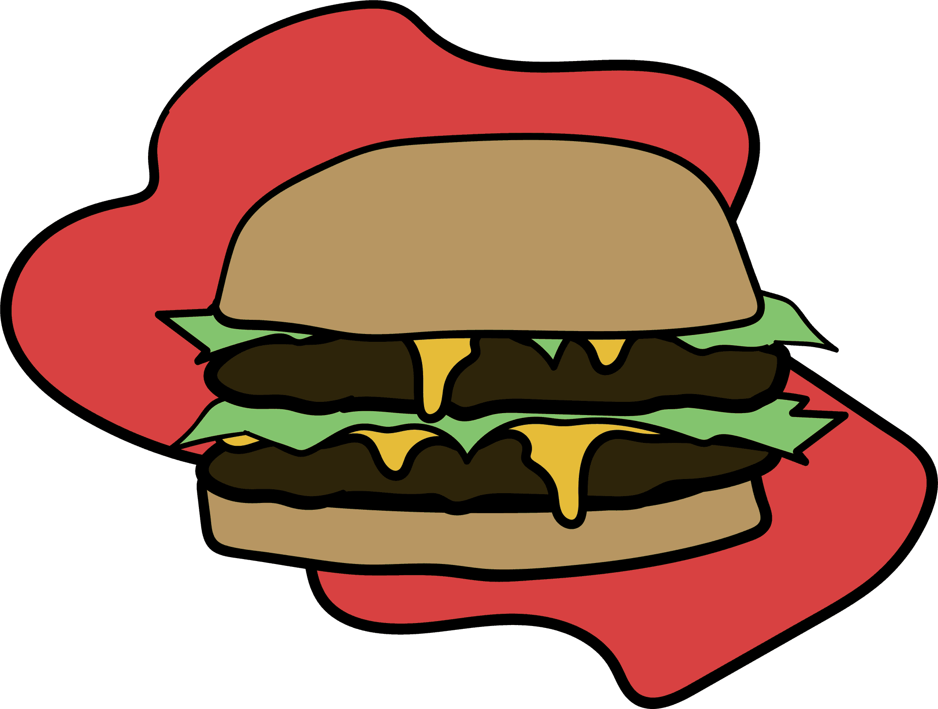 Double Cheeseburger Cartoon Illustration PNG