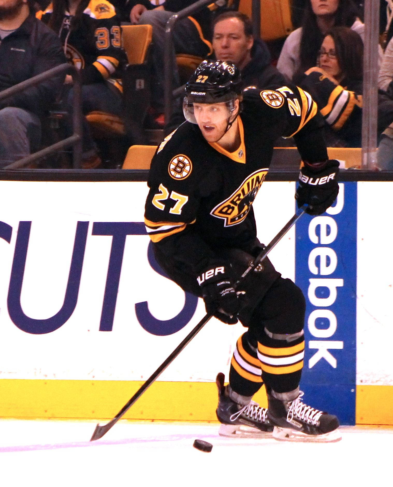 Caption: Dougie Hamilton in action for Boston Bruins against Anaheim Ducks Wallpaper