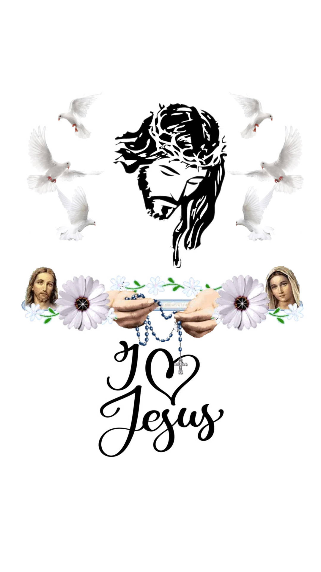 Doves And Flowers I Love Jesus Iphone Wallpaper