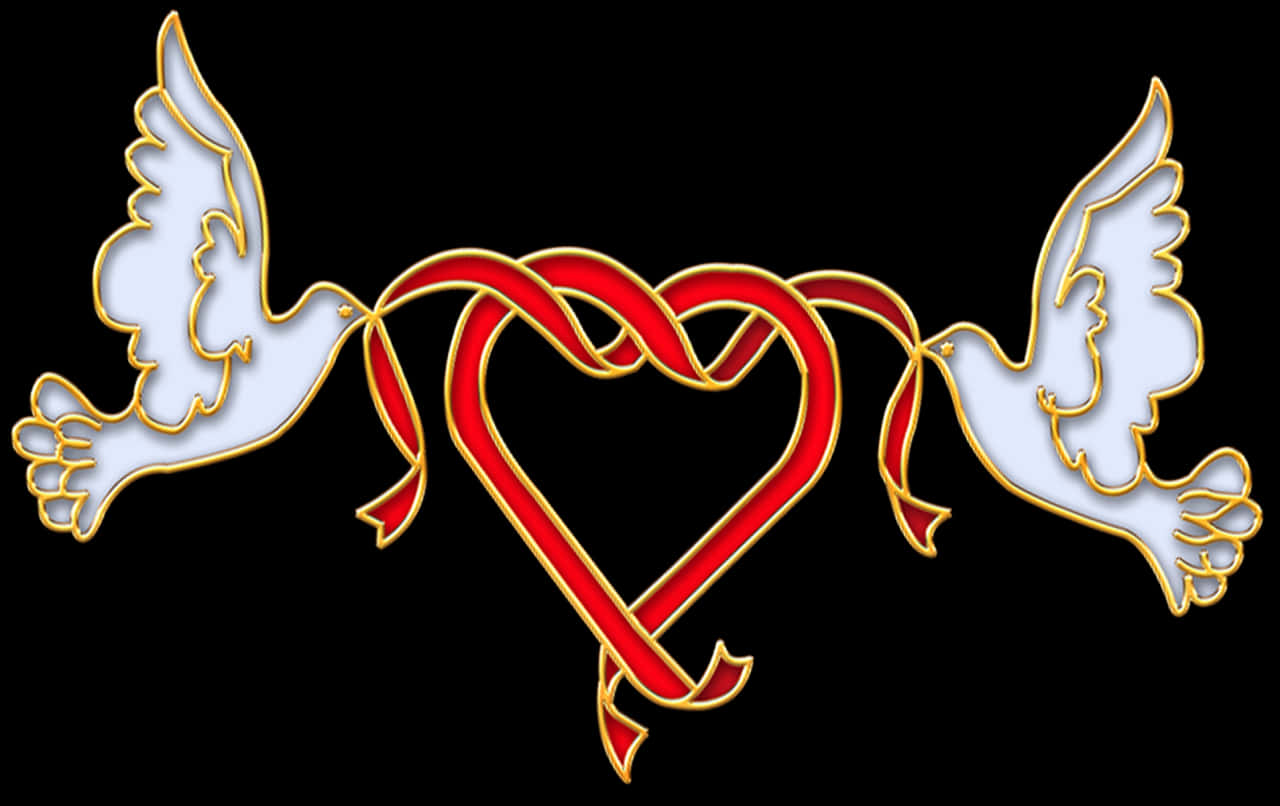 Dovesand Hearts Wedding Clipart PNG