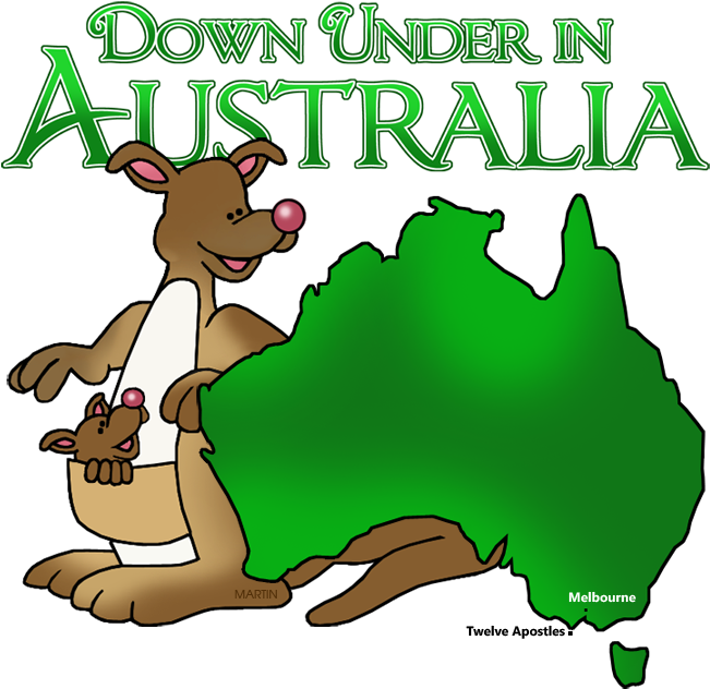 Down Under Australia Kangarooand Map PNG
