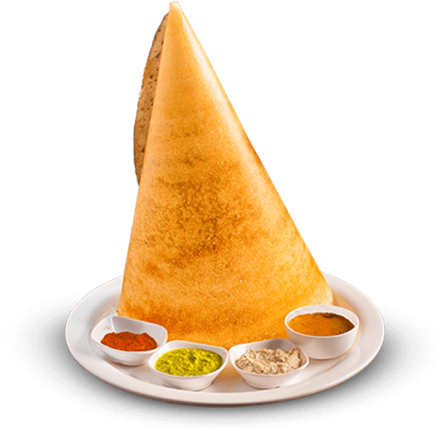 Crispy Cone Dosa With Chutneys PNG