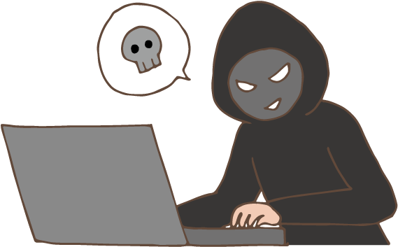 Hooded Hackerat Computerwith Skull Icon PNG