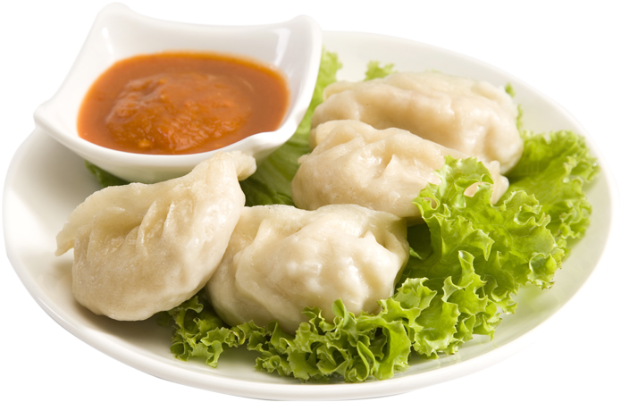 Steamed Momo Dumplingswith Sauce PNG