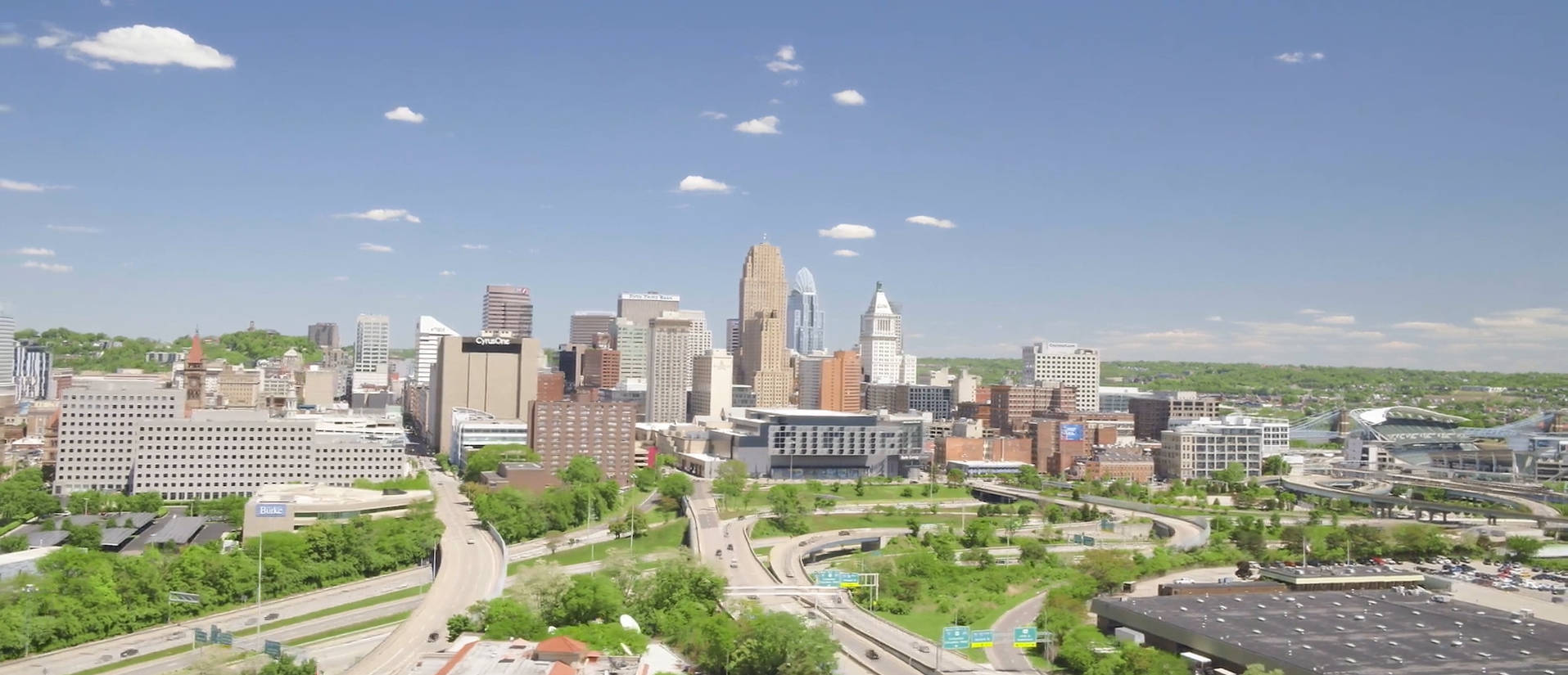 Downtown Cincinnati Ohio Aerial View Background