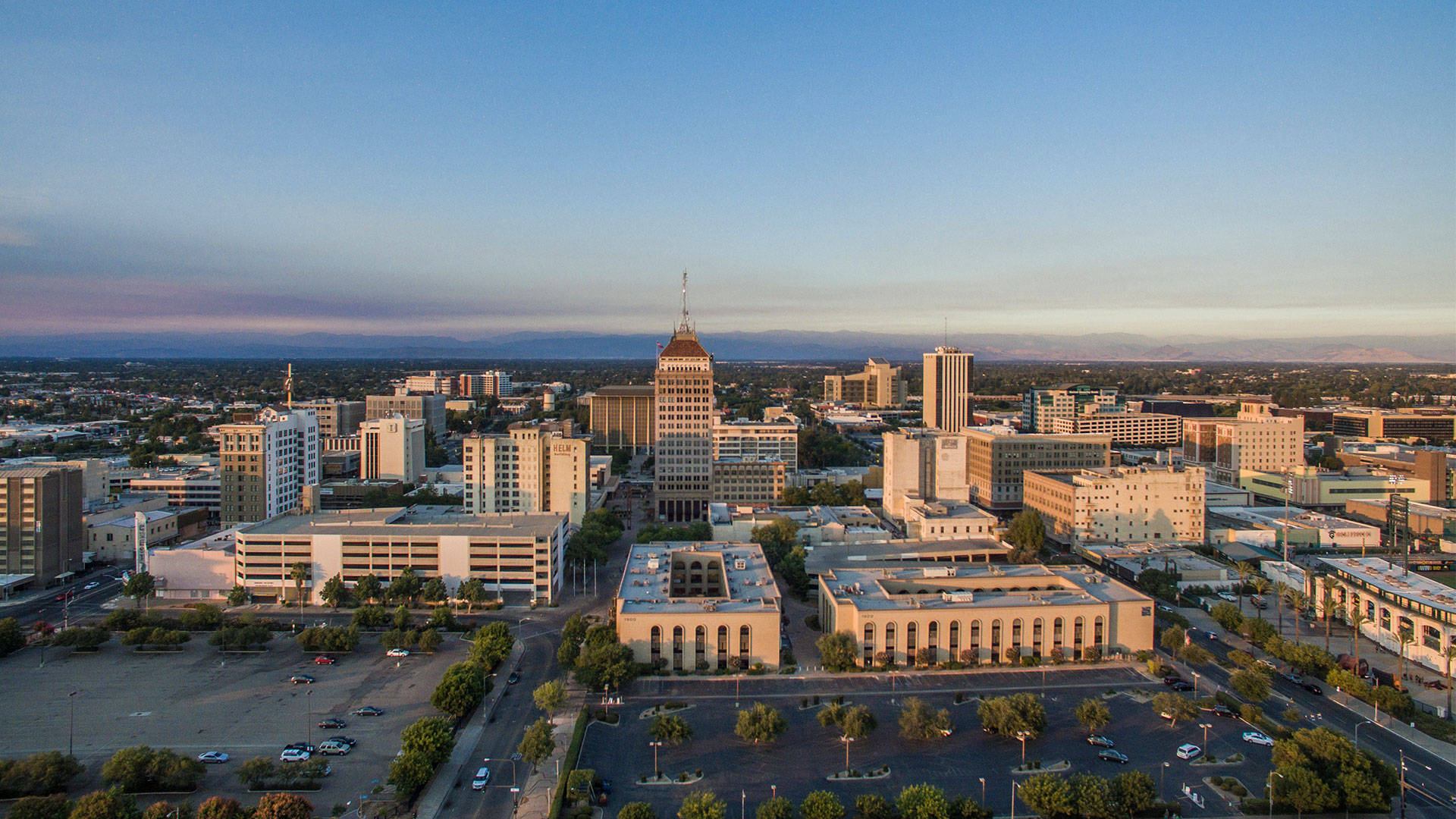 Downtown Fresno California Aerial View Wallpaper