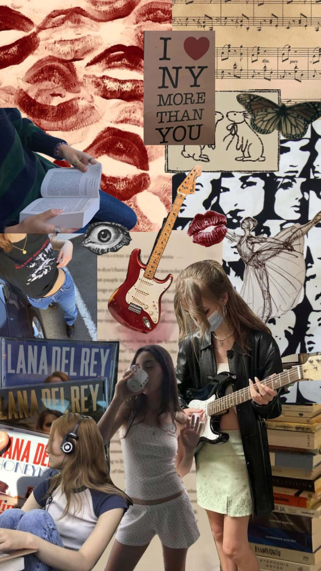 Downtown Girl Aesthetic Collage Wallpaper