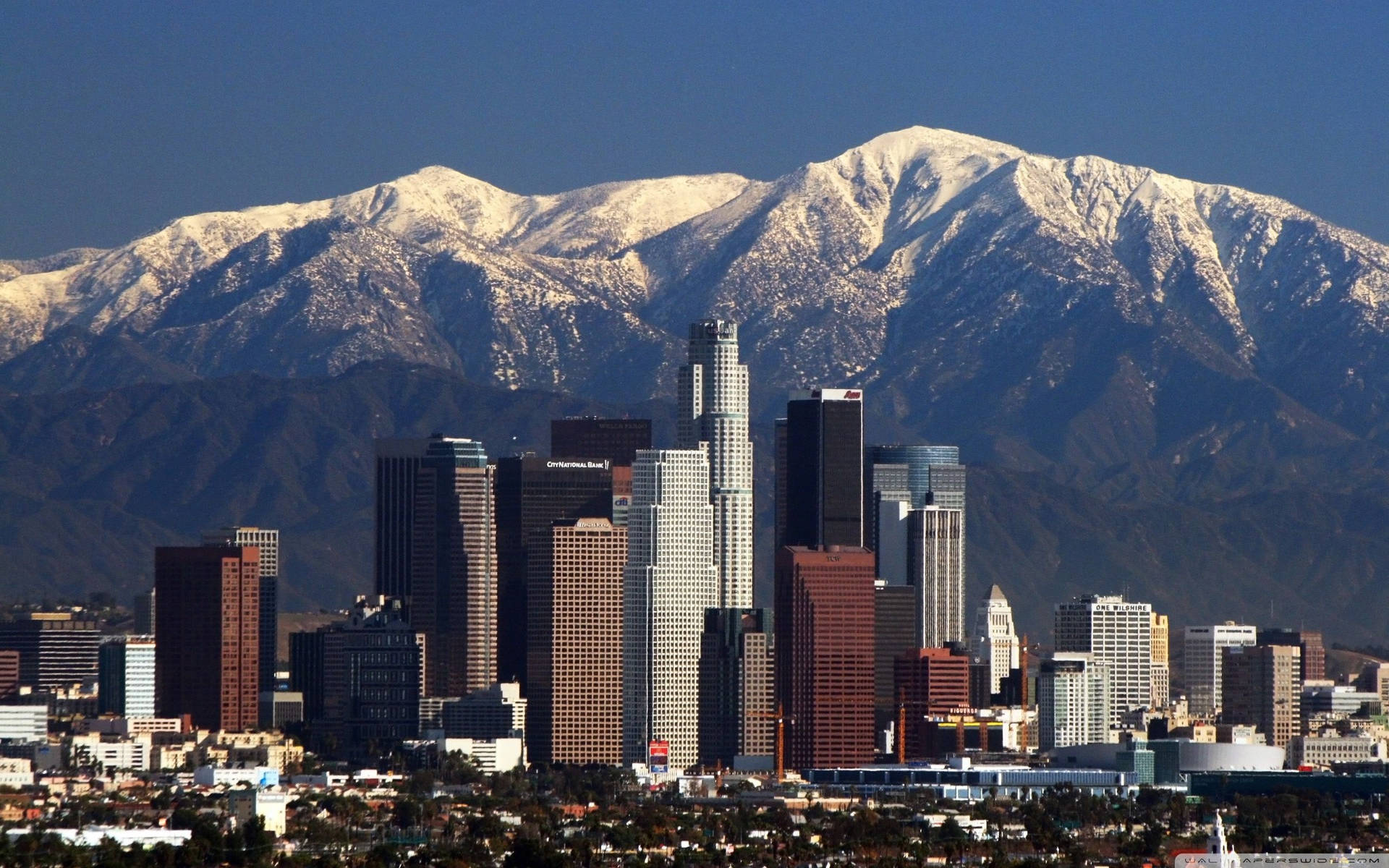 Downtown Los Angeles Mountain Skyline View