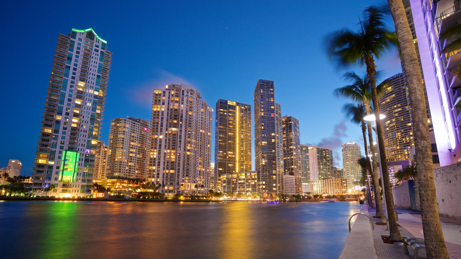 Downtown Miami Skyline From The River Wallpaper