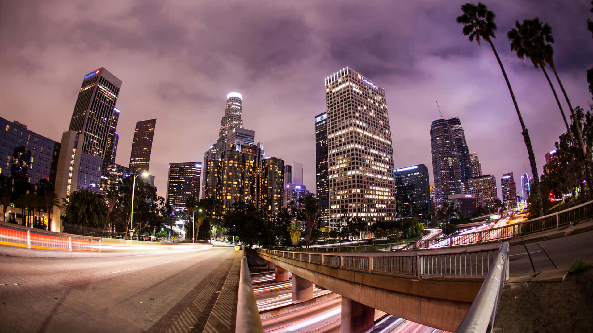 Downtown_ Night_ Lights_ Fisheye_ View.jpg Wallpaper