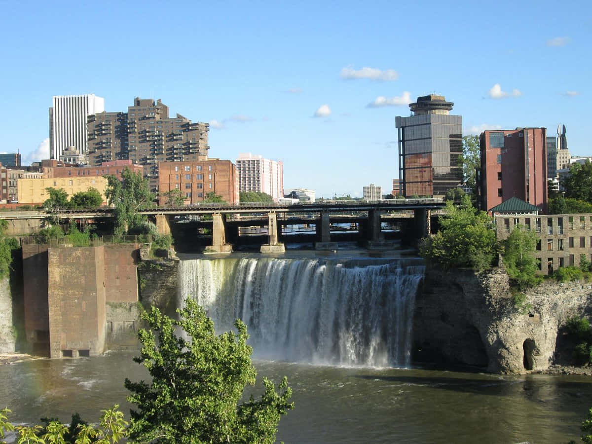 Downtown Rochester Tegen De Levendige Avondlucht Achtergrond