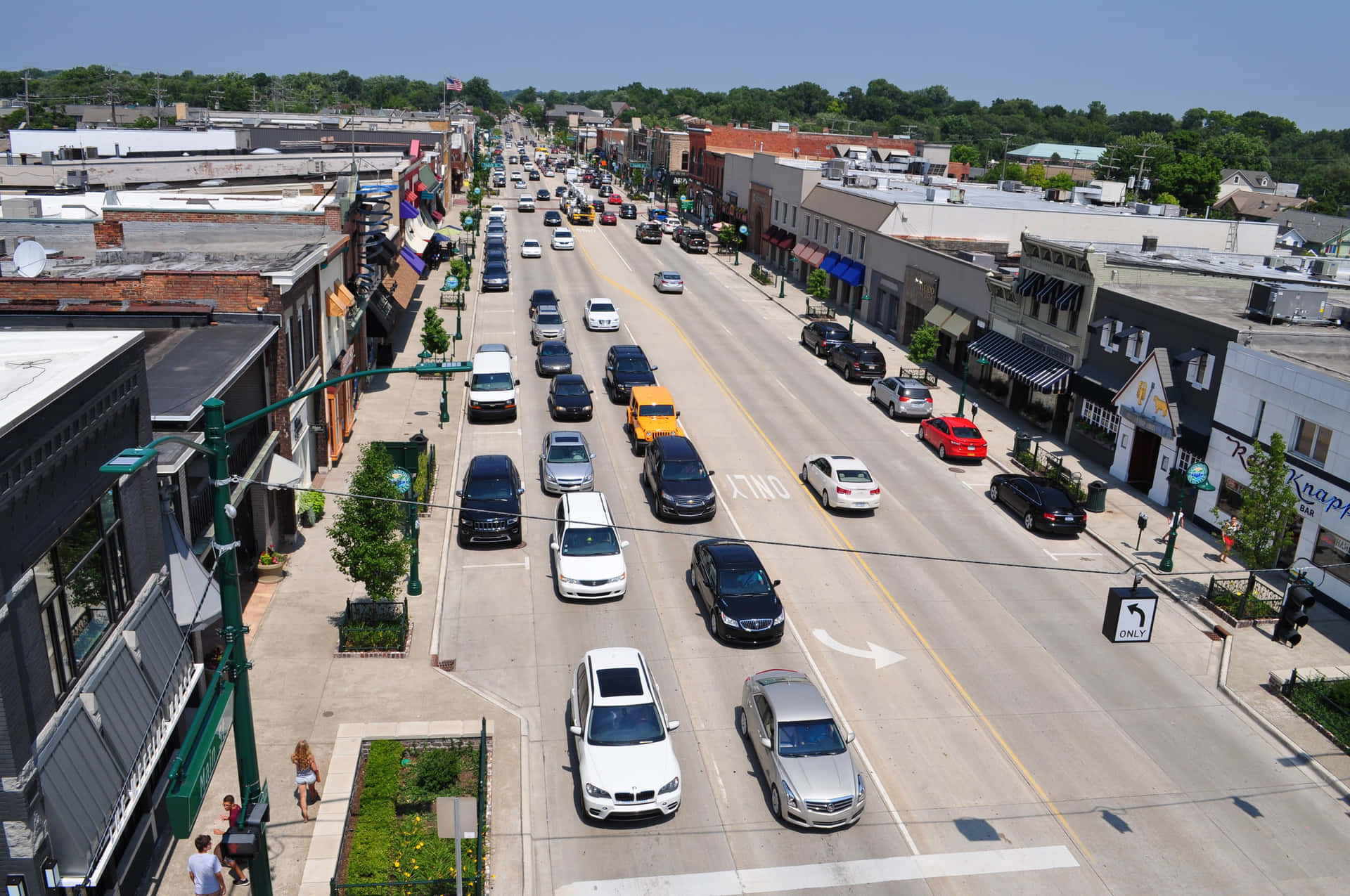 Downtown Rochester Traffic Aerial View Wallpaper