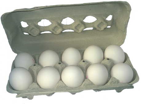 Dozen White Eggsin Carton PNG