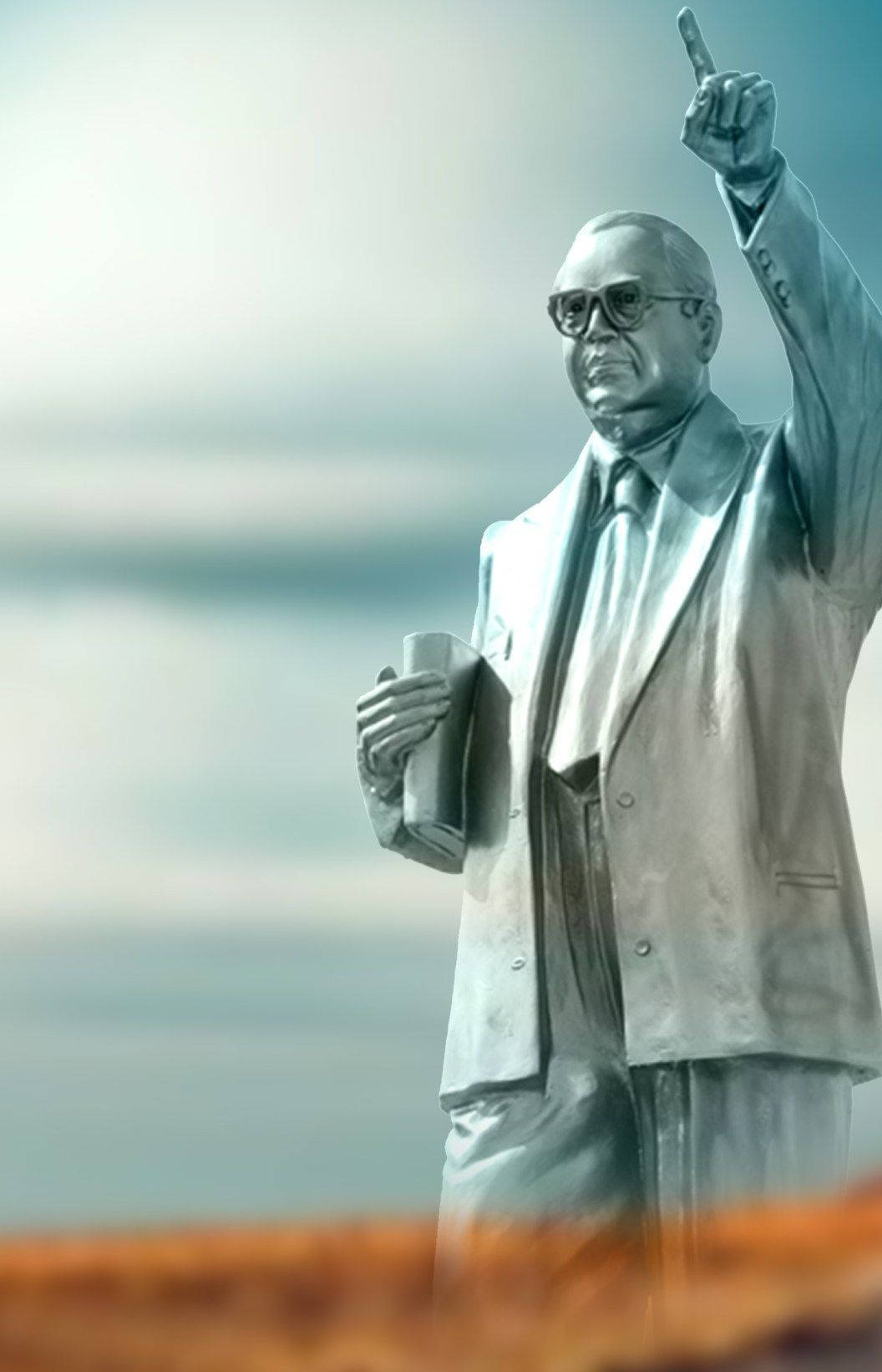 Statua Del Dottor Babasaheb Ambedkar Rivolta Verso L'alto Sfondo