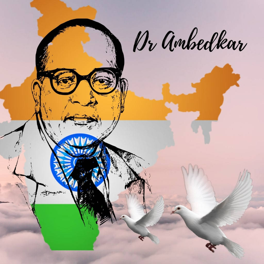 Dr Babasaheb Ambedkar With India Flag Design Wallpaper