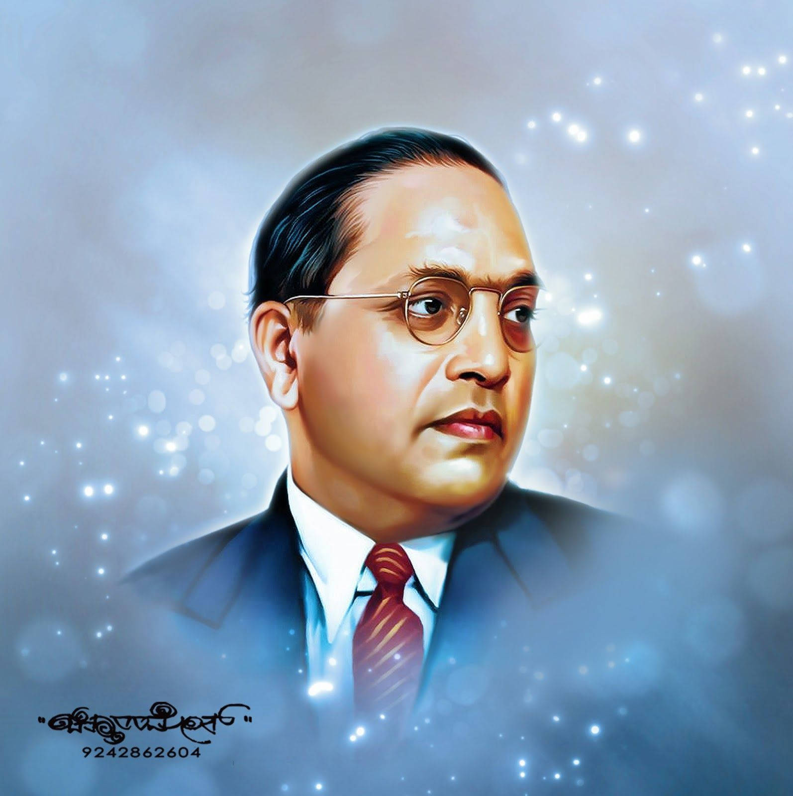 Dr Babasaheb Ambedkar With Sparkles Wallpaper