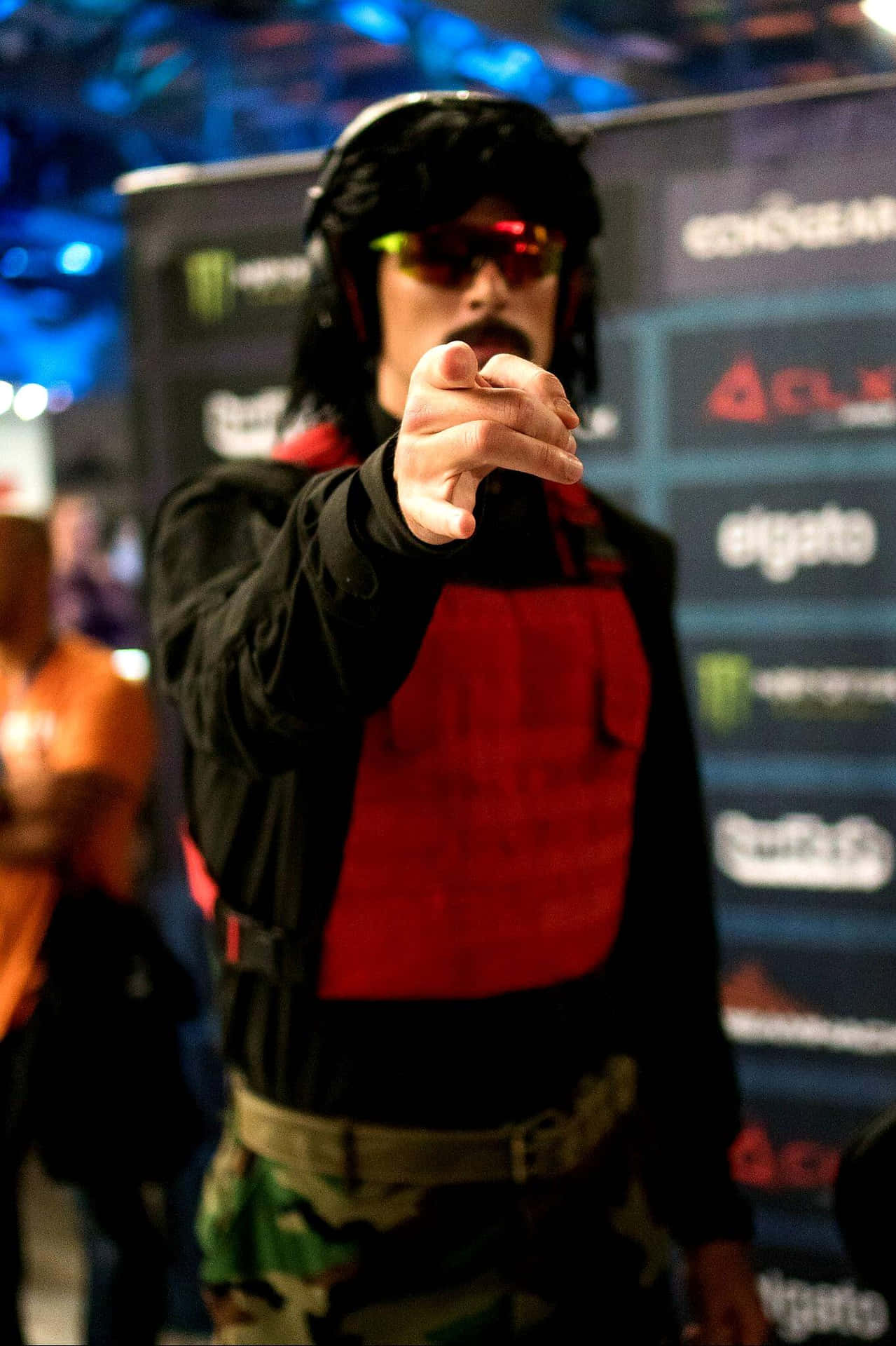 Dr Disrespect Pointing Selective Focus Wallpaper