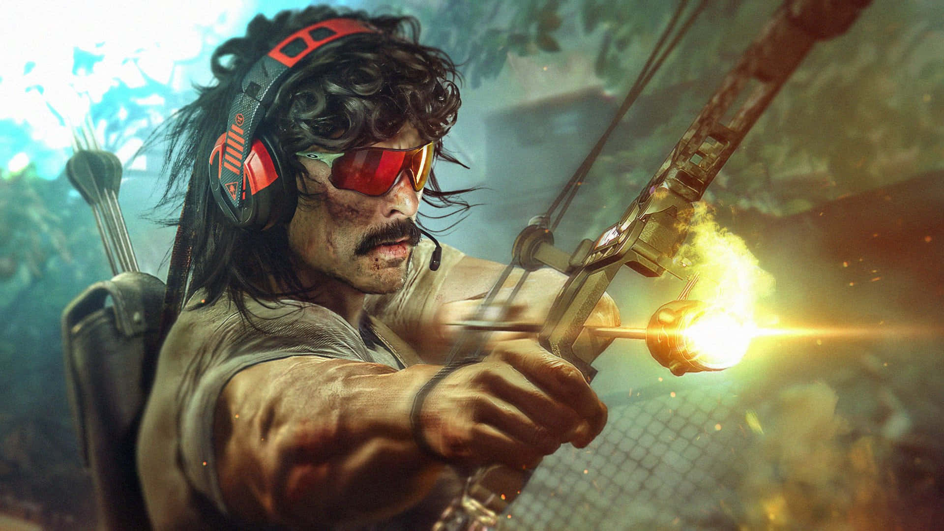 Dr Disrespect With Bow And Arrow Wallpaper