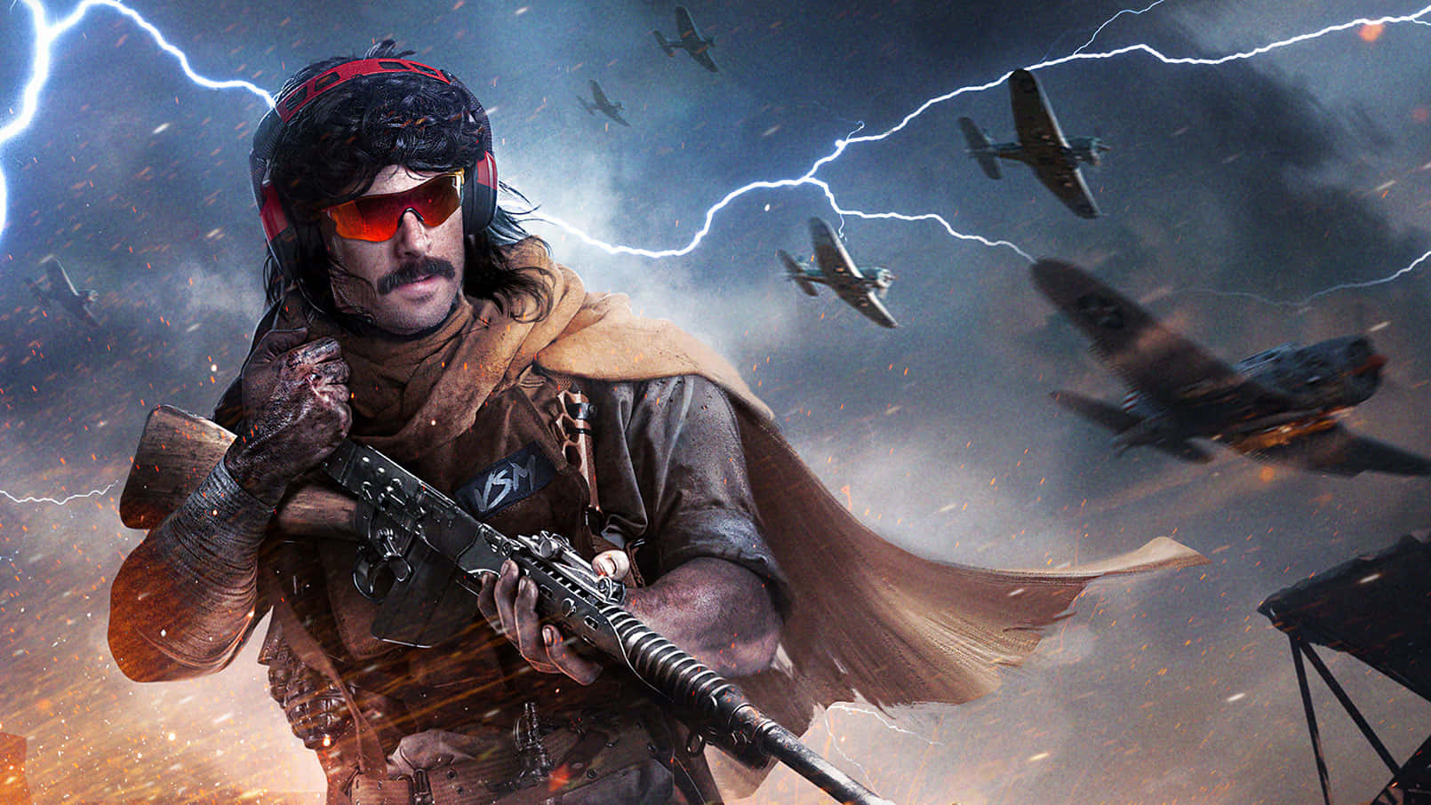 Dr Disrespect Soldier With Lightning Wallpaper