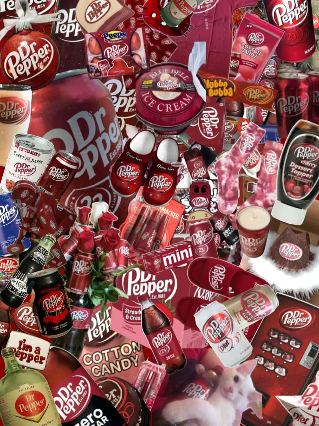 Dr Pepper Branded Items Collage Wallpaper