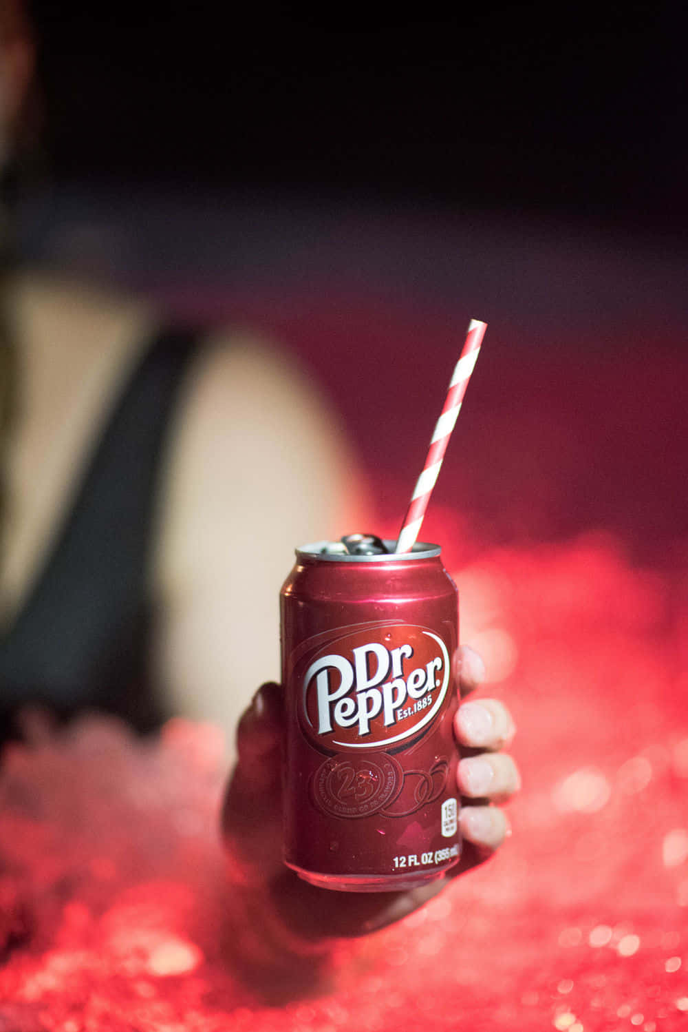 Dr Pepper Can With Striped Straw Wallpaper