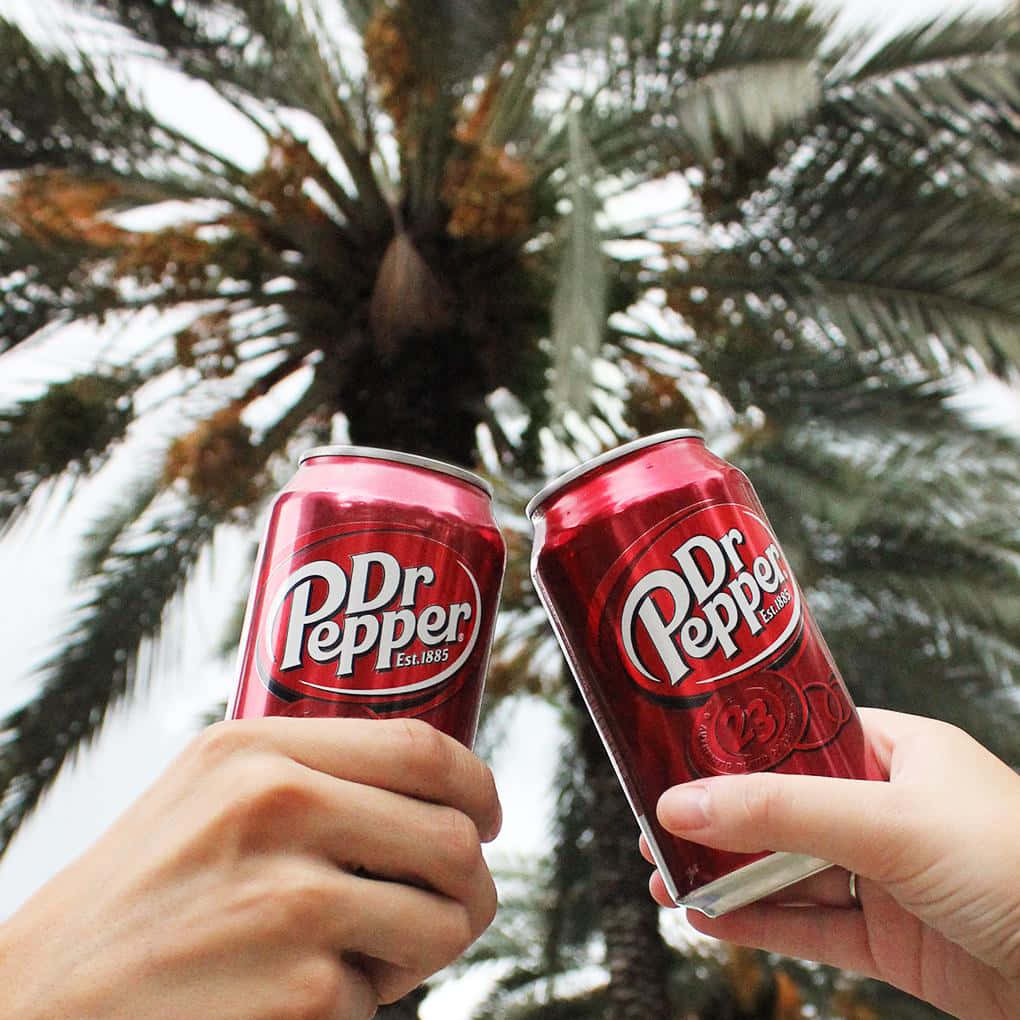 Dr Pepper Cans Tropical Backdrop Wallpaper