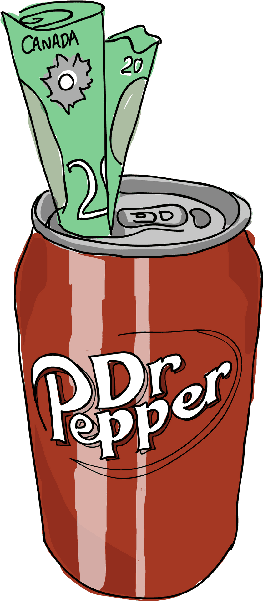Dr Pepper Canwith Canadian Money PNG