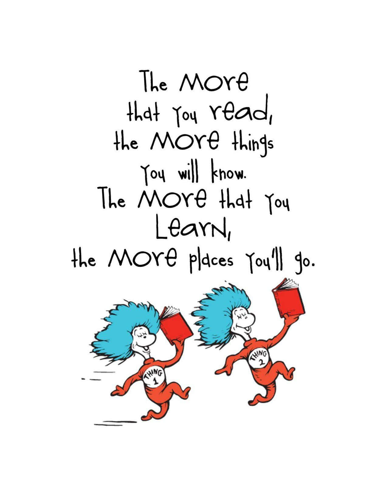 Dr Seuss Quote - The More You Learn The More Places You Go Wallpaper