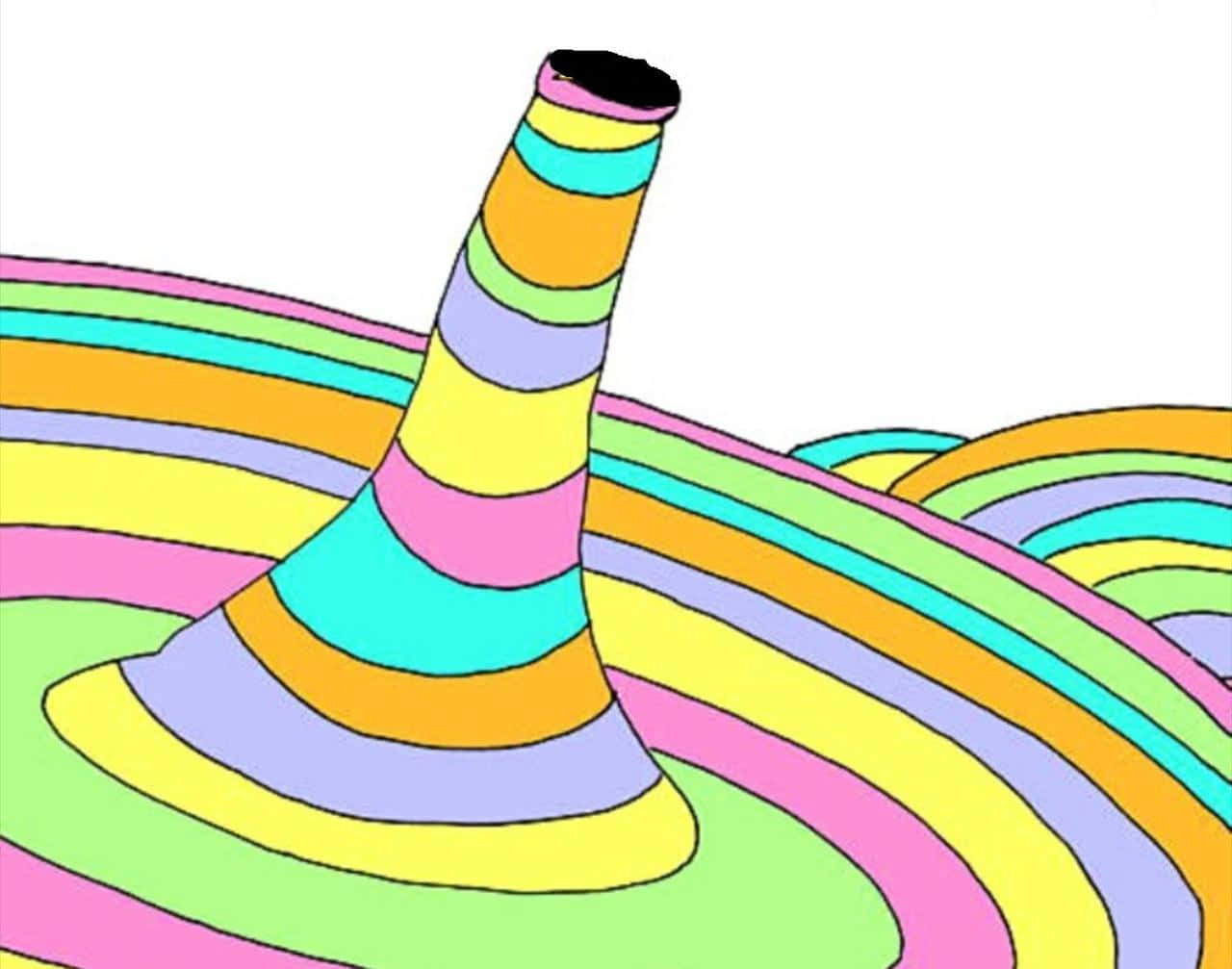A Colorful Drawing Of A Pipe With A Rainbow Colored Striped Top