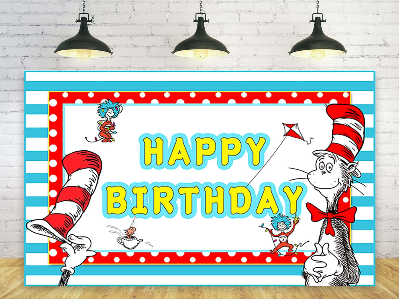 Download Dr Seuss Birthday Party Backdrop With A Cat In The Hat ...