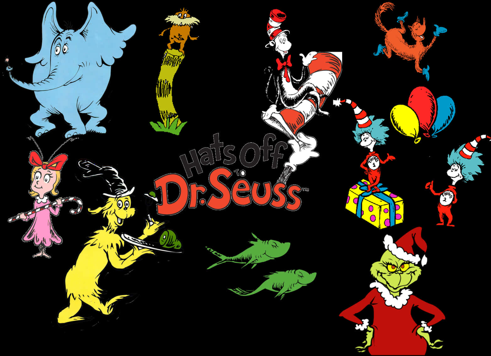 Dr Seuss Character Collage PNG
