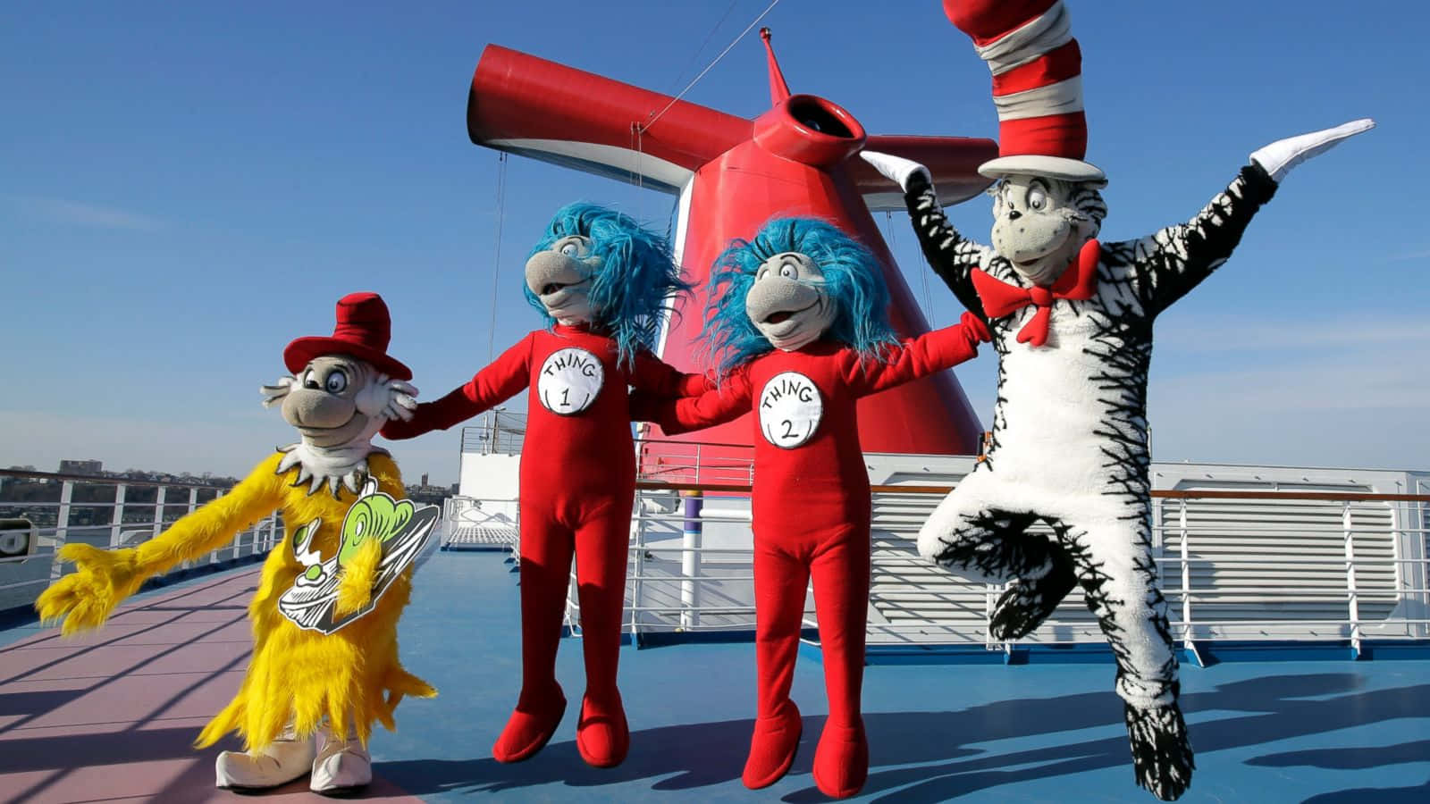 Dr. Seuss Personages Op Cruise Dek Achtergrond