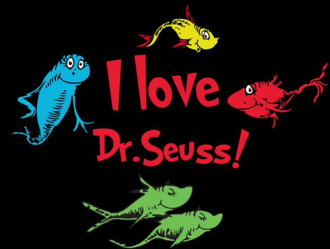 Dr Seuss Love Fish Illustration PNG