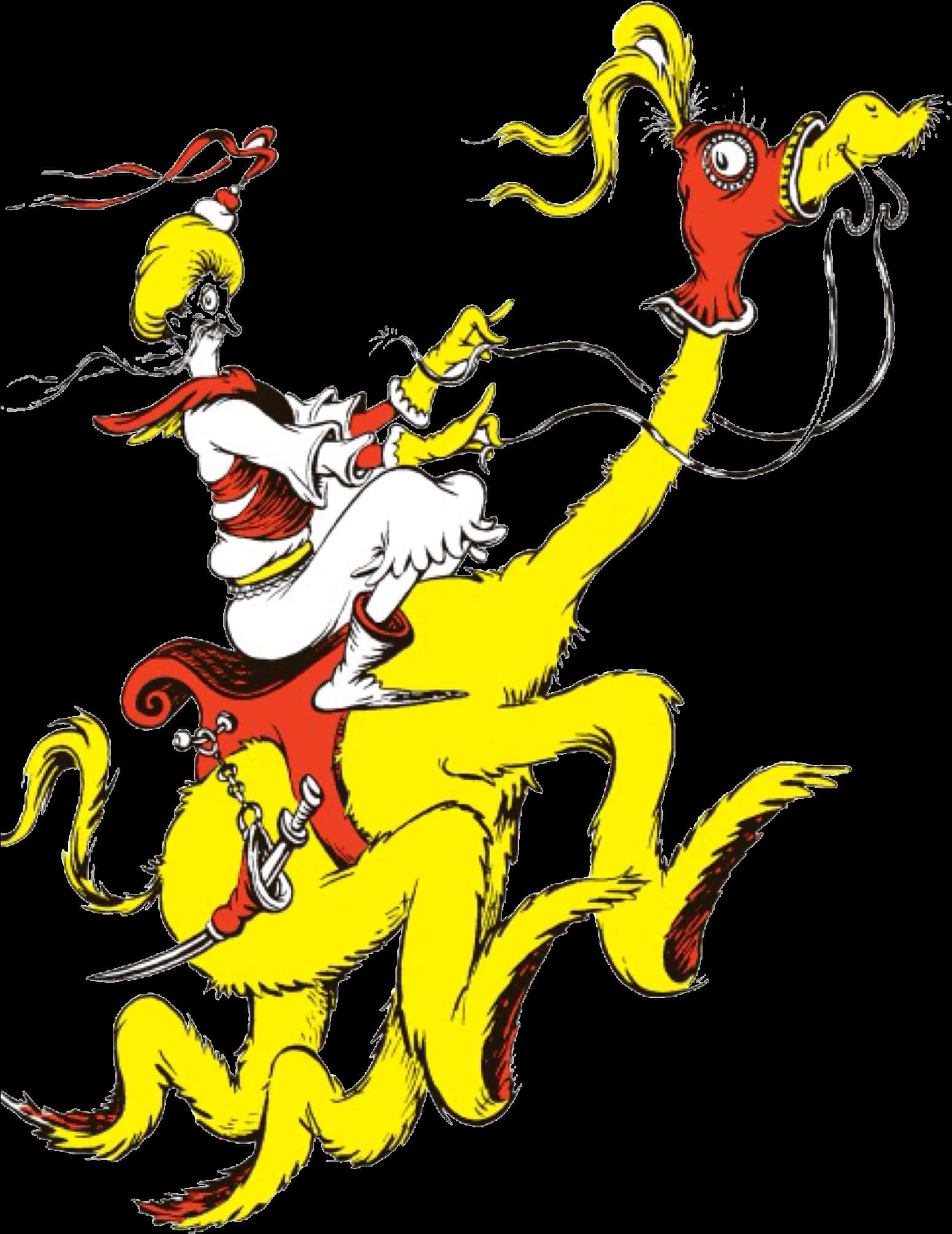 Dr Seuss Yellow Character Riding PNG