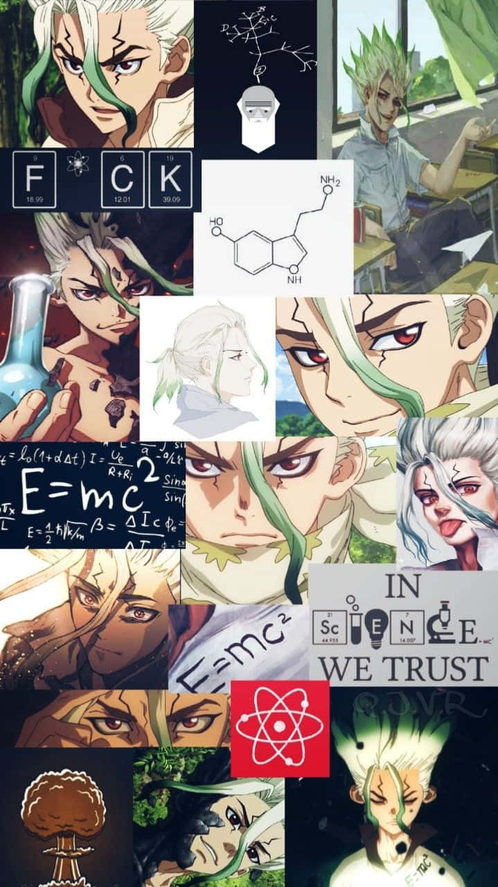 Dr. Stone Wetenschap Collage Achtergrond