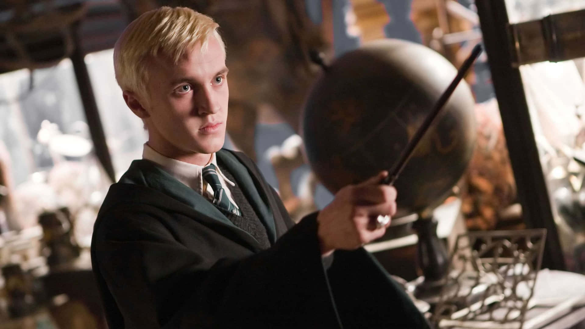 Draco Malfoy in Full Slytherin Attire