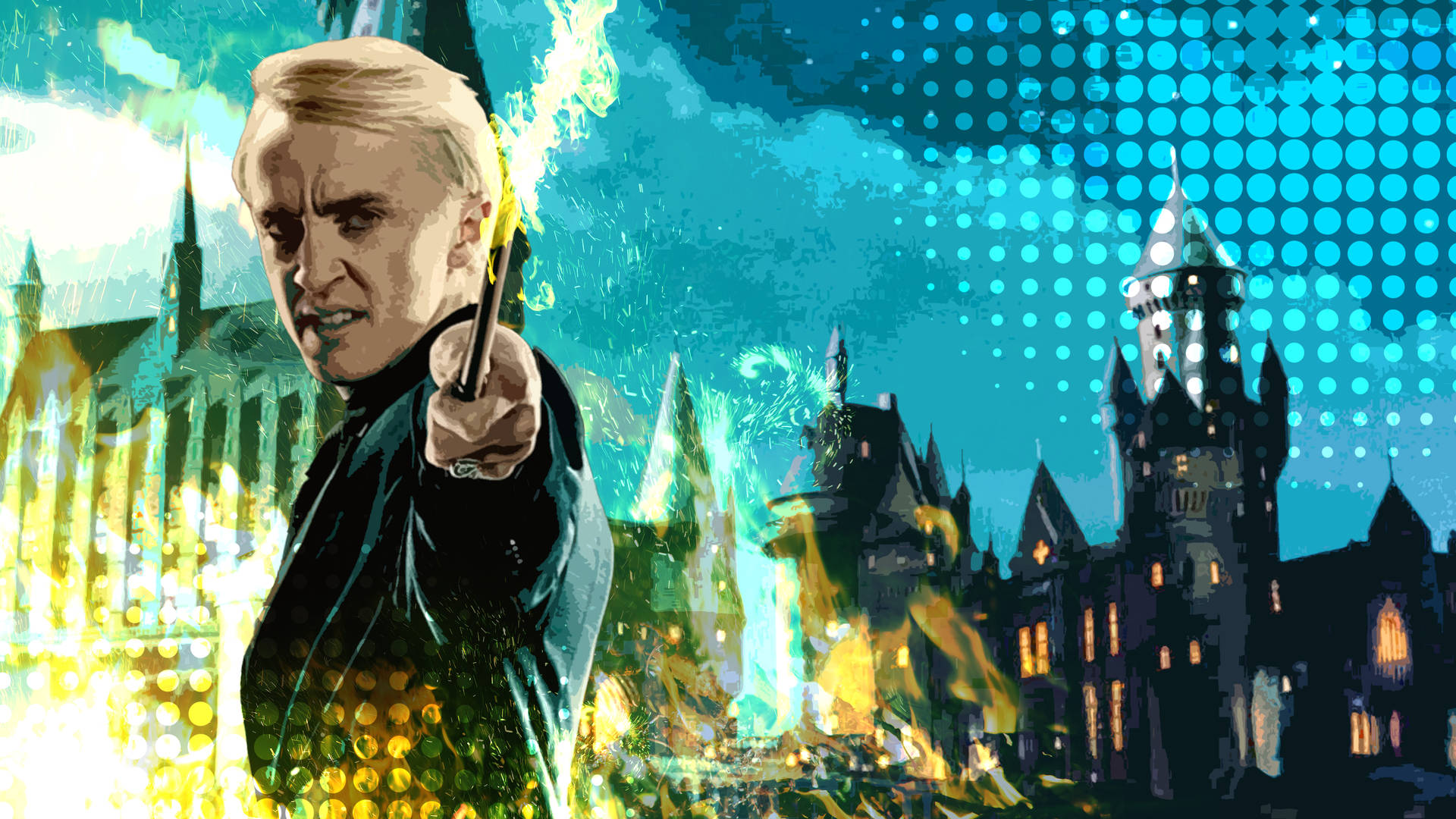 Draco Malfoy Hogwarts Æstetisk Tapet: Kast et glimt af Hogwarts murer med dette Draco Malfoy Hogwarts æstetisk tapet. Wallpaper