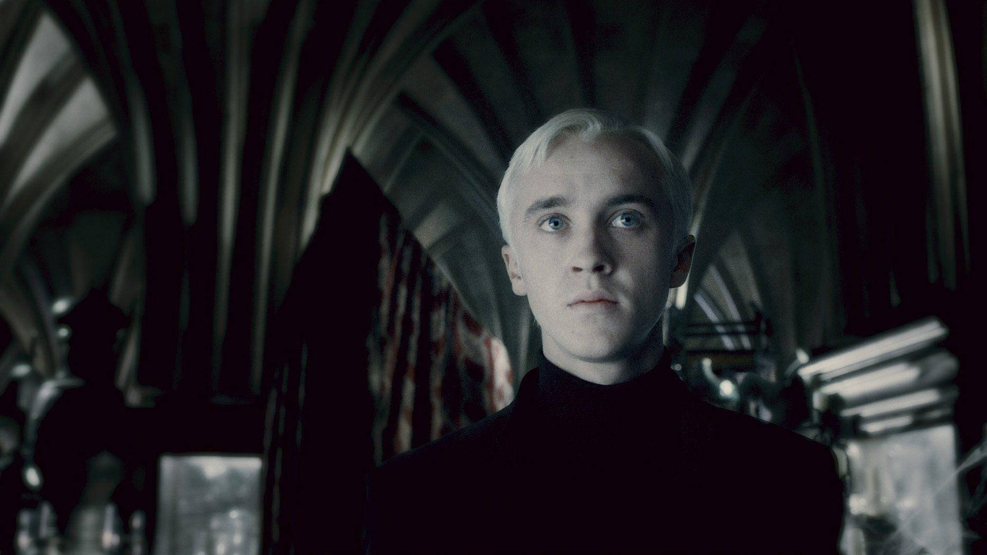 Draco Malfoy In Dark Scene Background