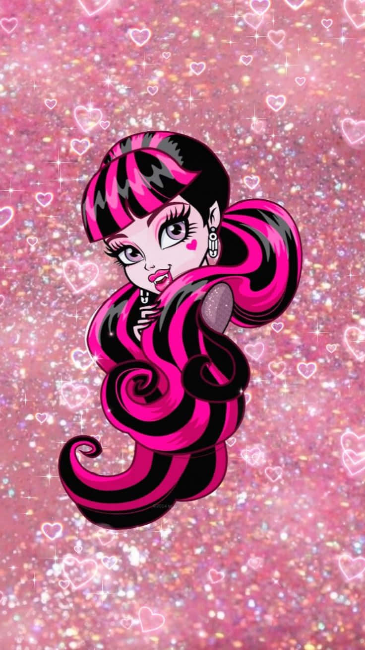 Draculaura Sparkling Hearts Background Wallpaper