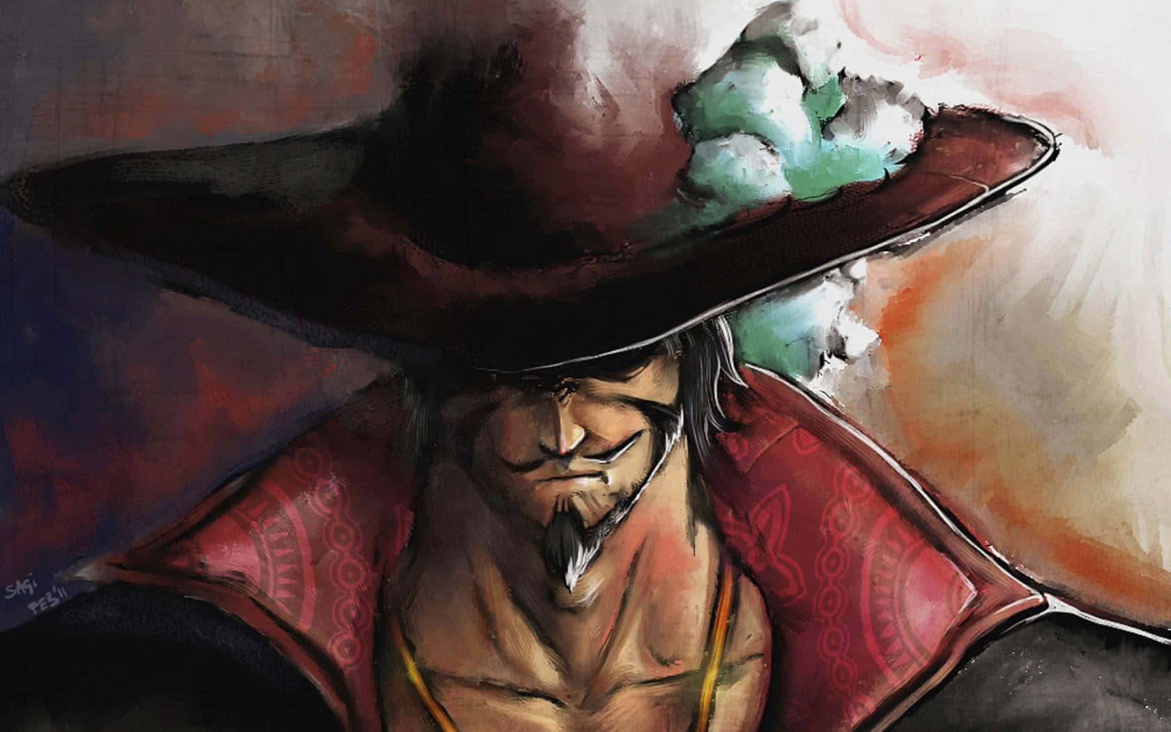 Dracule Mihawk, the famed swordsman of the sea of the manga series “One Piece” Wallpaper