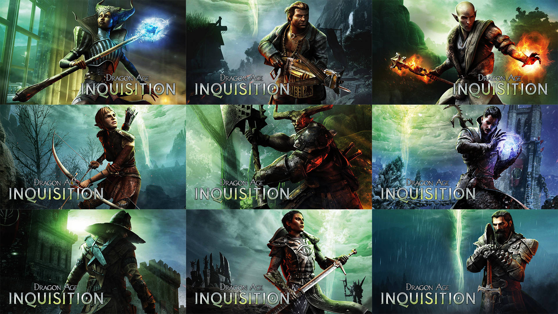 Dragon Age Inquisition Video Game Series Characters Collage Wallpaper