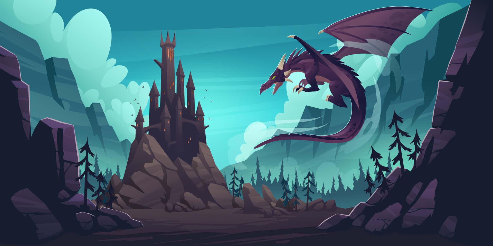 A fierce mythical dragon ready to soar through the night sky