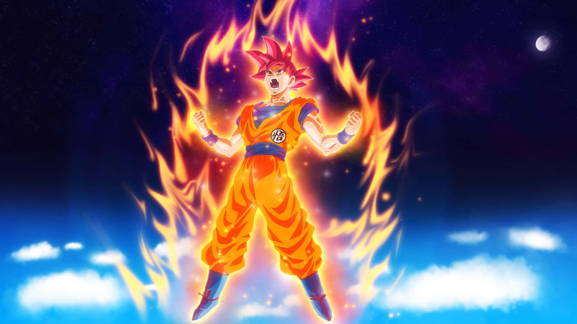 Super Saiyan Goku in awe of his powers