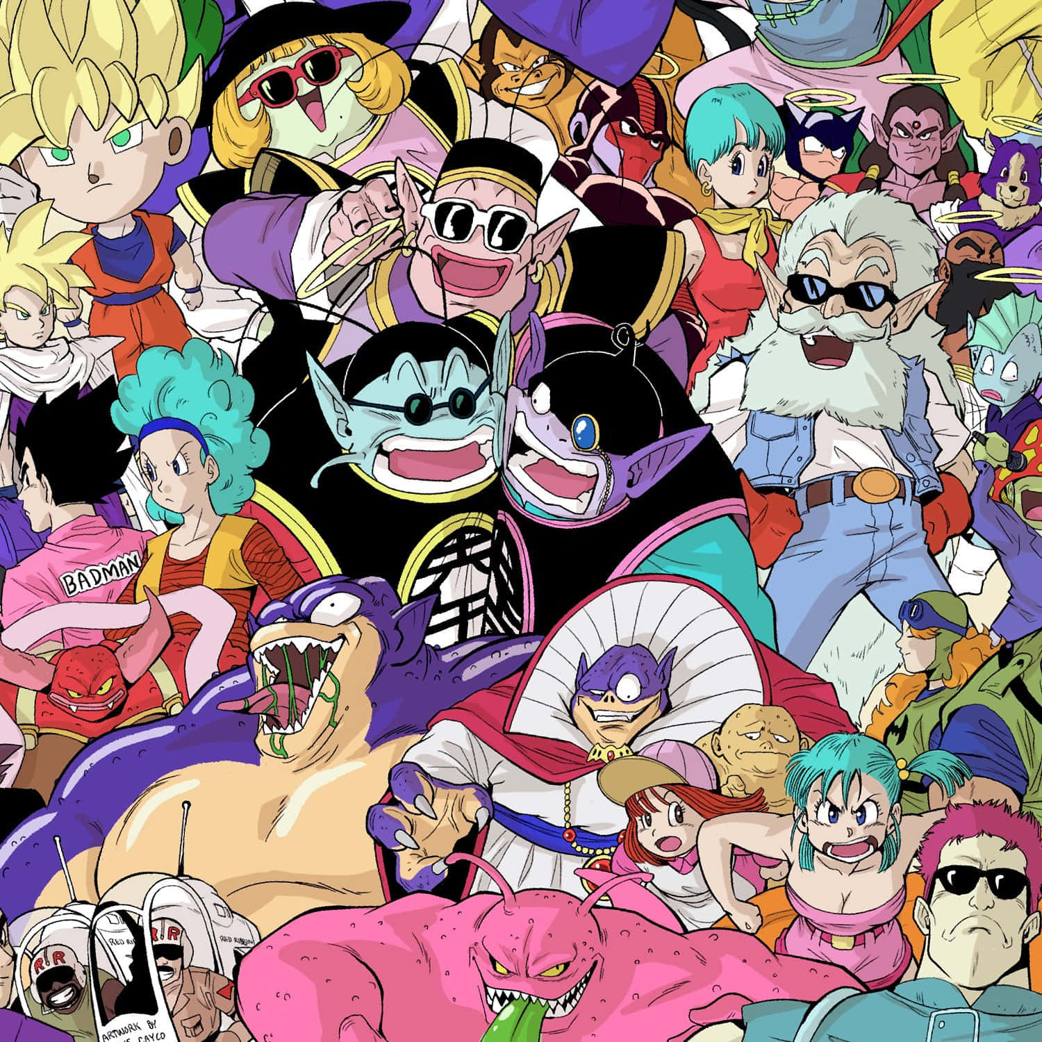 Bulma, Master Roshi, and Krillin – Legendary Dragon Ball Characters Wallpaper