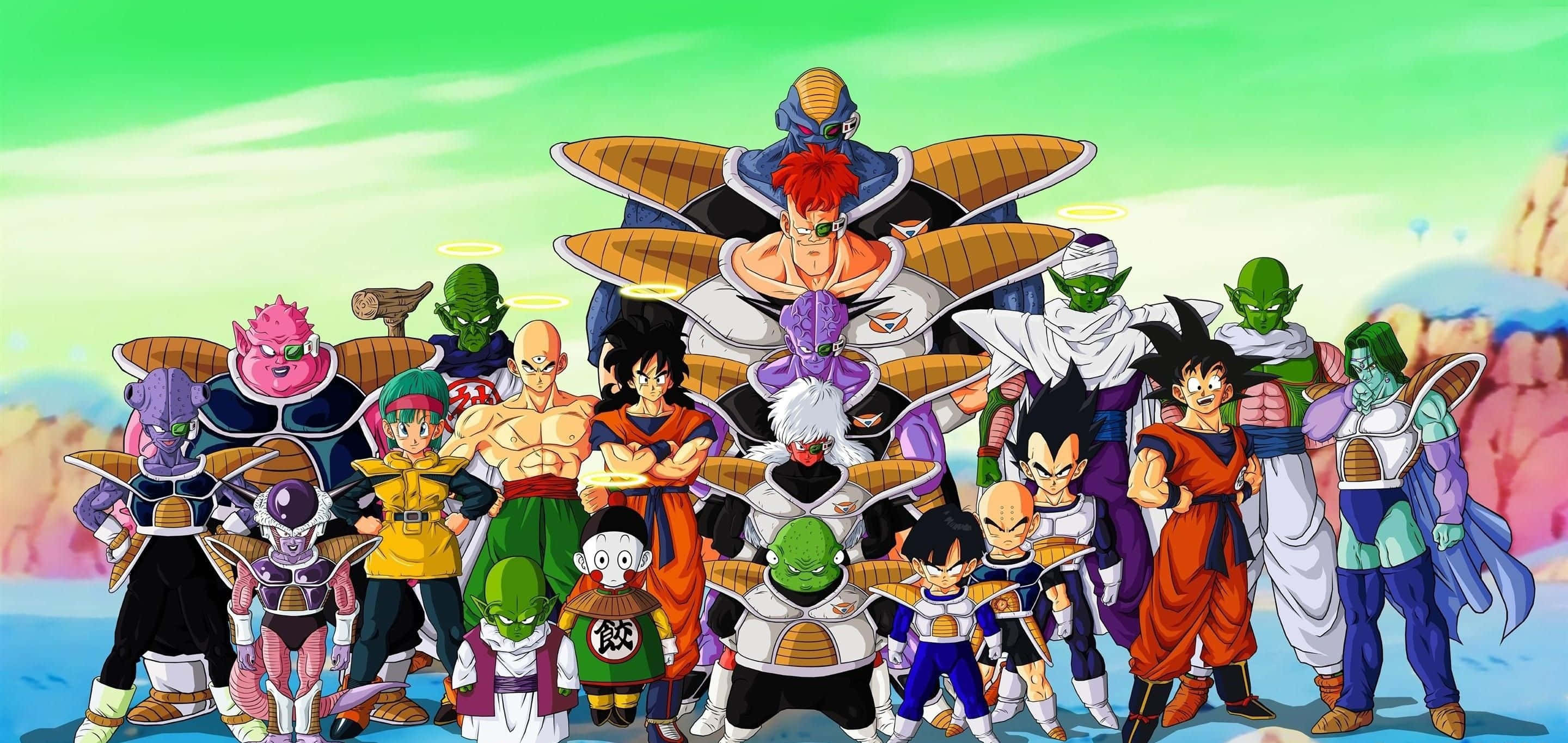 An Iconic Cast of Dragon Ball Characters Wallpaper