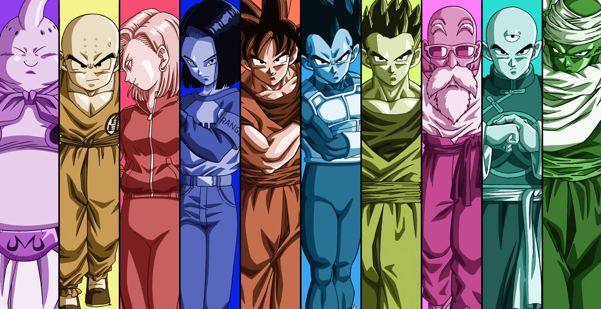 Gather around for an action-packed adventure with the iconic characters of Dragon Ball Wallpaper
