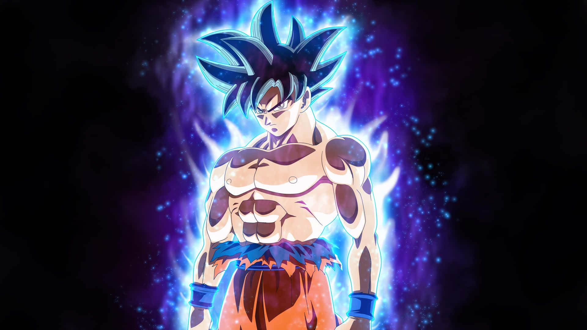 Gokuanvänder Kraften Av Ultra Instincts På Sin Dator- Eller Mobilbakgrund. Wallpaper