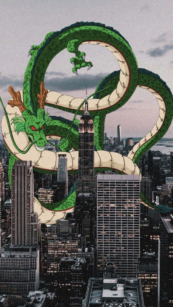 Dragon Ball Shenron Over Cityscape Wallpaper